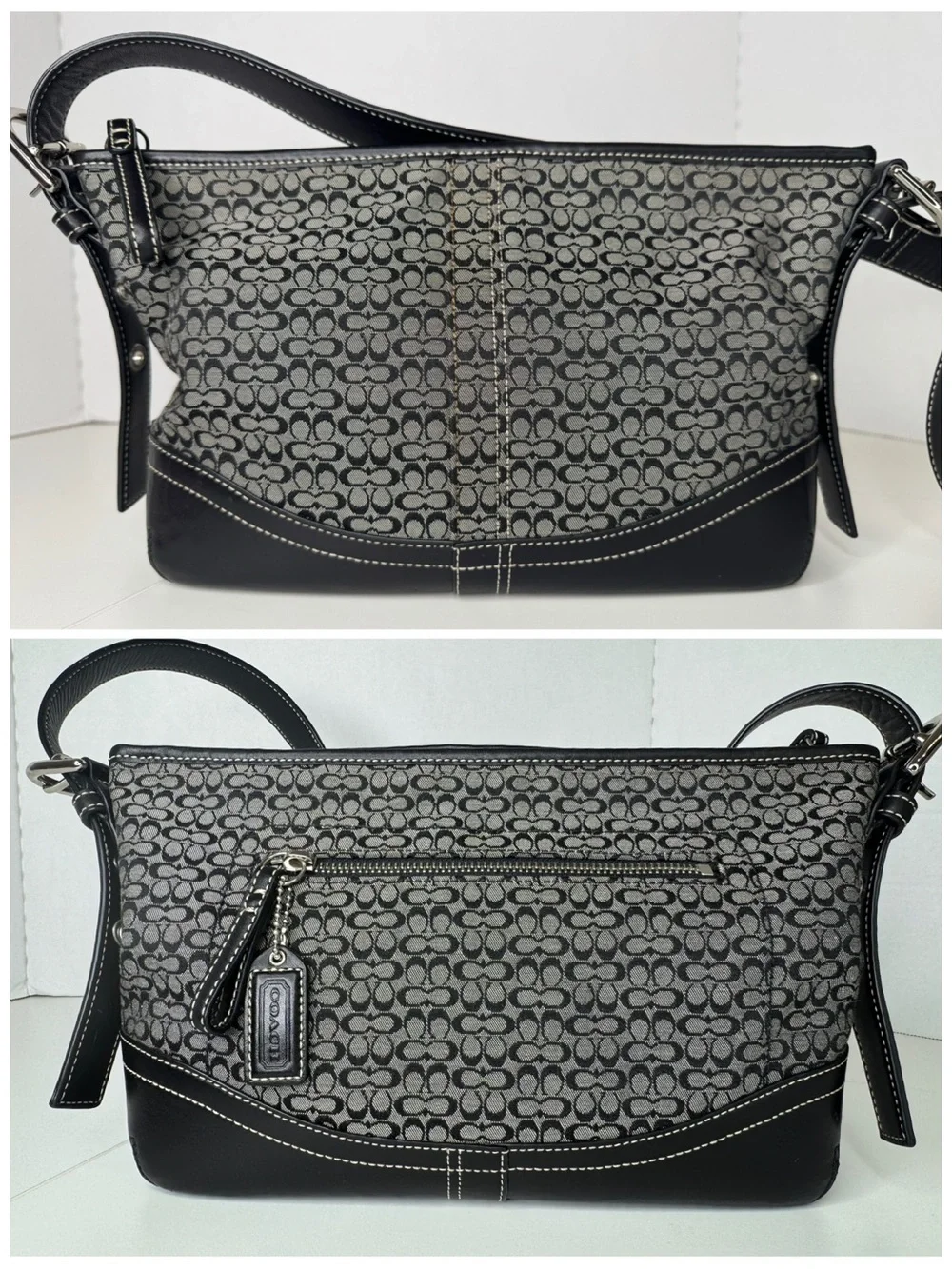 Coach Black Signature C Y2K F10945 Jacquard Soho Hobo Crossbody Bag